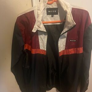 Nicce Men's Burgundy and Black Windbreaker